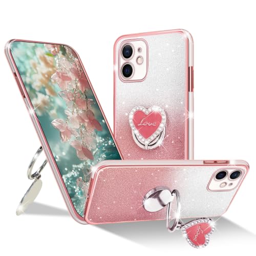 Motadalo iPhone 12 Mini �P�[�X�A�L���L�� ���O�W���A���[ �O���b�^�[ �N���A �X���� �\�t�g �N���X�^�� TPU [�O���b�^�[�J�[�h] �n�[�g�����O�X�^���h�t���A���f�B�[�X �K�[���Y �ϏՌ��d�b�J�o�[ Apple iPhone 12