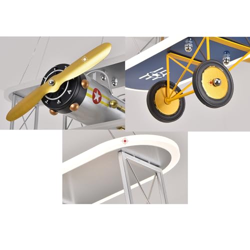 Lustre enfant avion de chasse LED variable grand format design dessin animé - 6