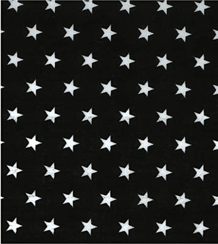 Tissu en polycoton imprimé étoiles noir 10m rouleau tissu patchwork et habillement