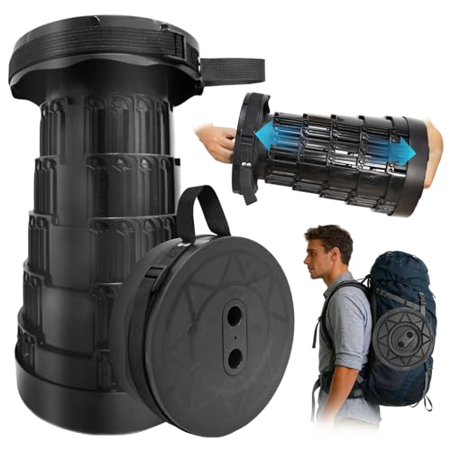 Macchiatto Tabouret Télescopique Pliant & Portable, Tabouret Pliable à Hauteur Réglable, Stable et Compact pour Camping, Pêche et Randonnée