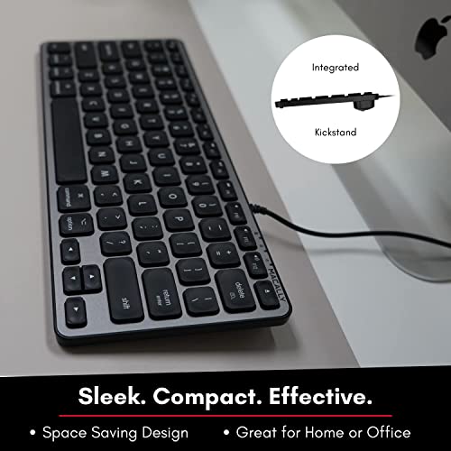 Macally Backlit Compact Keyboard and a Wired Computer Mouse, Sleek and Clean