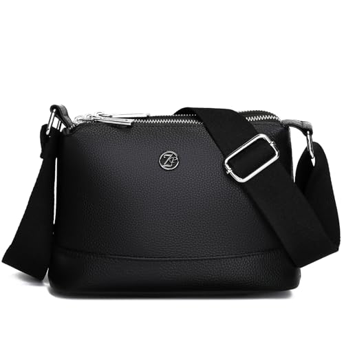 Image of Eslcorri Lightweight Nylon Crossbody Bag for Women, 3 Pocket Casual Shoulder Purse with Adjustable Strap for Travel Daily Use | Well-organized