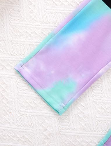 Image of Girls 2 Pcs Fall Winter Tie Dye & Leggings Outfits For Teens 5-14 | 2026 Girls Fashion Trendy, Long Sleeve Hoodie, Cool Life Print, Patchwork Pants, Back to School Holiday Tracksuit