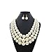 Women's Faux Pearl Three Multi-Strand Statement Necklace and Earrings Set (Cream)