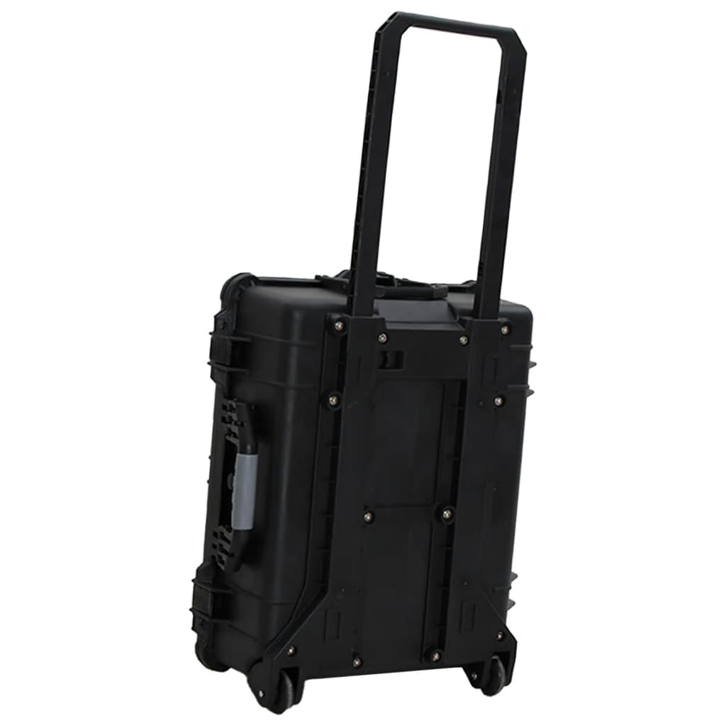 vidaXL Maletín de Vuelo, Estuche con Asa Ruedas, Maleta de Seguridad para Viaje, Maletín de Protección con Espuma, PP Negro 63x50x23 cm