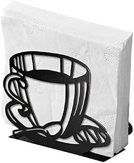 Coffee Cup Design Napkin Holder, EsLuker.ly Freestanding Napkin Holder Stand Metal Tissue Dispenser for Kitchen Tables Dinning Party- Black