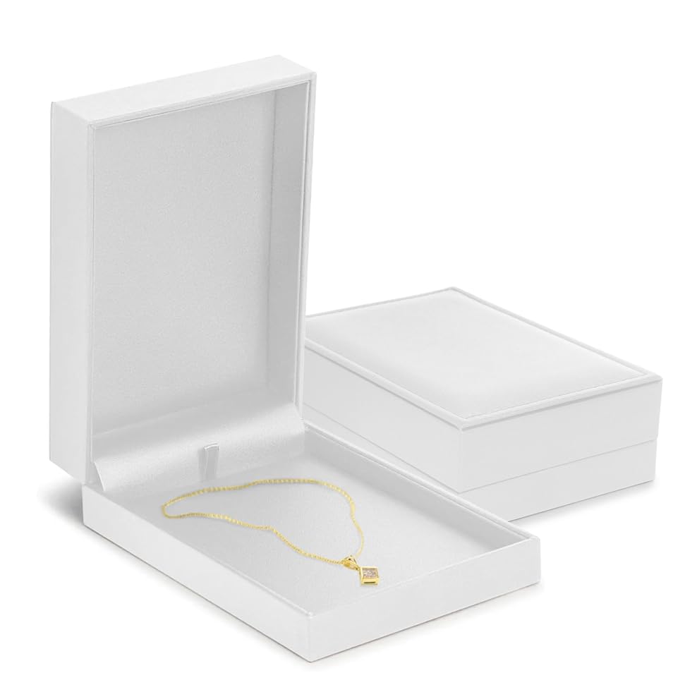 Caixa de presente de joias de couro luxuosa para estojo de colar - Caixa de colar interior de couro e caixa de pingente - Ideal para pingente longo ou colar pequeno - Costura elegante com embalagem