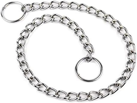 Bunty Strong Metal Dog Puppy Pet Choker Choke Chain Training Collar Anti-Pull With Ring For Lead Clip Heavy Duty Stainless Steel Link Walking Necklace - Small