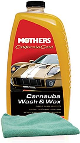 Mothers California Gold® Carnauba Wash & Wax (64 oz), Bundled with a Microfiber Cloth (2 Items)