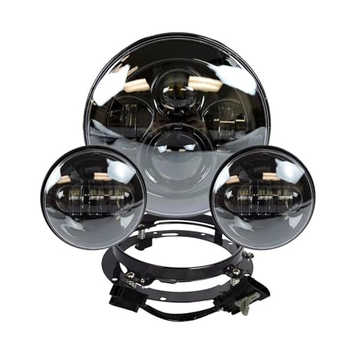 Phare LED 7" moto avec feux de croisement 4.5" étanches pour Electra Glide et Softail Train de Nuit