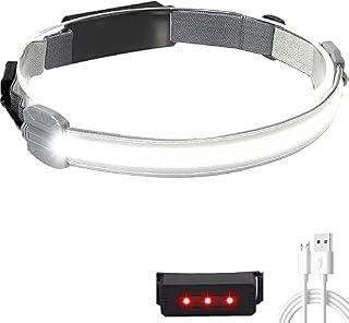 LUXJUMPER LED Head Torch Rechargeable, COB Headlight Durable Elastic Headlamp 3 Modes, Wide-Beam Headlight, Waterproof Bright LED Lights for Fishing Camping Hiking