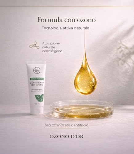 OZONO D'OR - Dentifricio senza fluore e solfati 100% naturale bio con ozono | dentifricio sbiancante senza fluore sopra sensibili, certificati |100 ml - 5