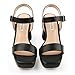 JOY IN LOVE Women's Chunky Platform High Heels Ankle Strap Block Heel Sandals Black Matte US7.5
