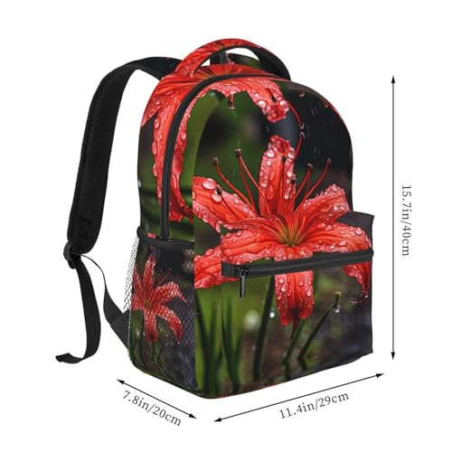Sac à dos décontracté lys rouges pour le bureau, les cours et les sorties - 2