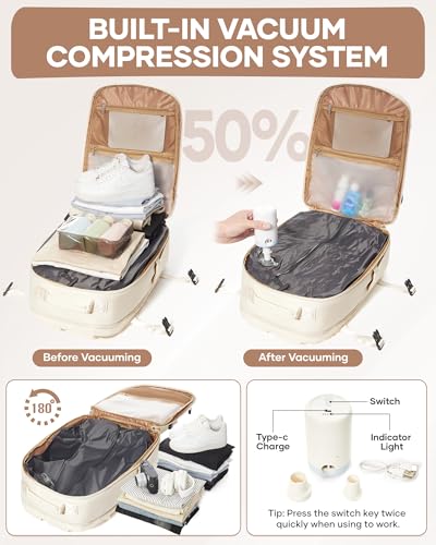 Image of coofay Vacuum Backpack Travel with Pump Vacpack Backpack with Vacuum Seal Backpacks Traveling Backpacks Vacuum Compression Air Travel Bag Carry on Luggage