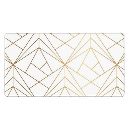 Tapis de souris de bureau motif géométrique doré finitions premium 40x70