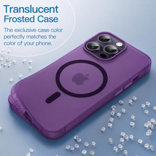 Image of DIZORO Matte Case for iPhone 14 Pro Compatible with MagSafe, Camera Lens Full Protection, Shockproof Translucent Frosted TPU Soft Phone Cover, Anti-Fingerprint (Deep Purple)