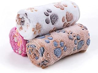 Pet Soft Dog Blankets Large - Fluffy Cats Dogs Blankets for Medium Large Dogs, Cute Paw Print Pet Throw Puppy Cozy Blankets 3 Pack