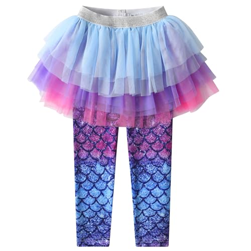 VIKITA Leggings con Falda Pantalones Largos para Sirena Niñas FS113 9-10Y