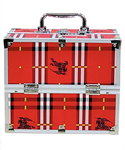 Image of Adson Professional Beauty Women's Makeup Bag, Cosmetic Box, Vanity Case /Box, Trousseau Box, Bridal Jewellery Organiser (Red)
