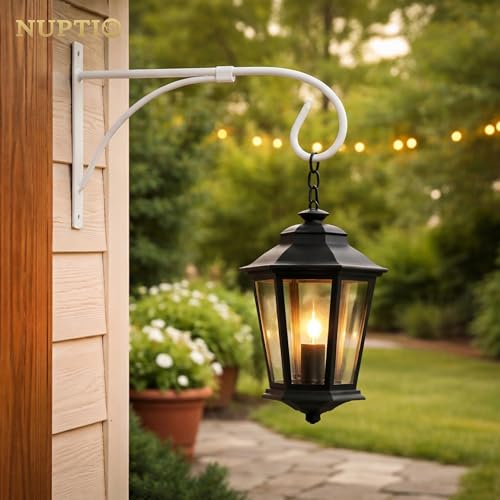 Miniatura 8 de Nuptio 2 Piezas Soporte Para Cesta Colgante Blanco, Ganchos Para Colgar Pared, Soporte Para Plantas Colgantes, Ganchos Para Colgar El Jardín, Soporte Para Exteriores Plantas Macetas Linternas