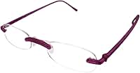 Calabria 714 Flexie Óculos de leitura ovais sem aro + 1,00 violeta masculino/feminino dobrável com moldura TR90 flexível