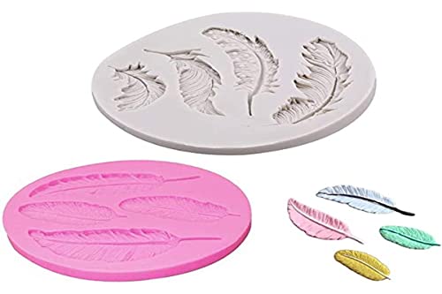 2 Stück Federn Fondant Silikonform, Backform Silikonformen, Feder Form Silikon Backform, für Fudge, Schokolade, Kuchen, Dessertdekoration usw Cover
