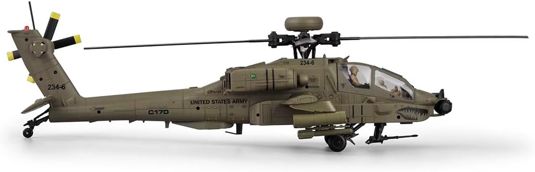 1/48 RC ERA C170 AH-64D Apache RC Helicopter 2.4G 6CH Flybarless RC Military Helicopter with Optical Flow Positioning, TOF Altitude Hold, One-Key Inverted Flight, Brushless Motor(Army Green/1 Battery)