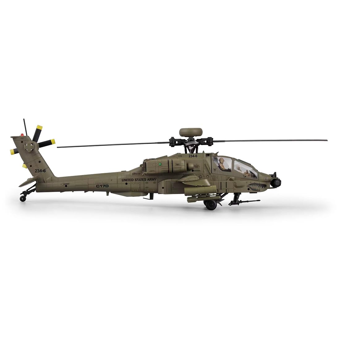 RC ERA C170 AH-64D Apache RC Elicottero RC 1/48 2,4 GHz 6CH Flybarless modello con Optical Flow TOF mantenimento dell'altezza motore brushless (verde militare, 3 batterie)