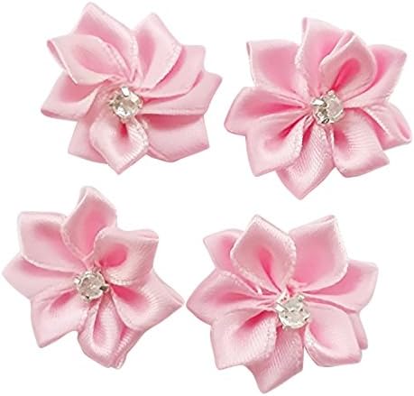 Libiline Upick Más de 26 colores, 40 cintas de satén con lazos de flores, rosas con apliques de diamantes de imitación, manualidades, boda,