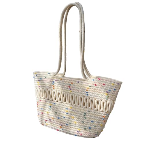 Women Shoulder Woven Large-Capacity Straw Woven Bag for Summer On Vacation By The Sea