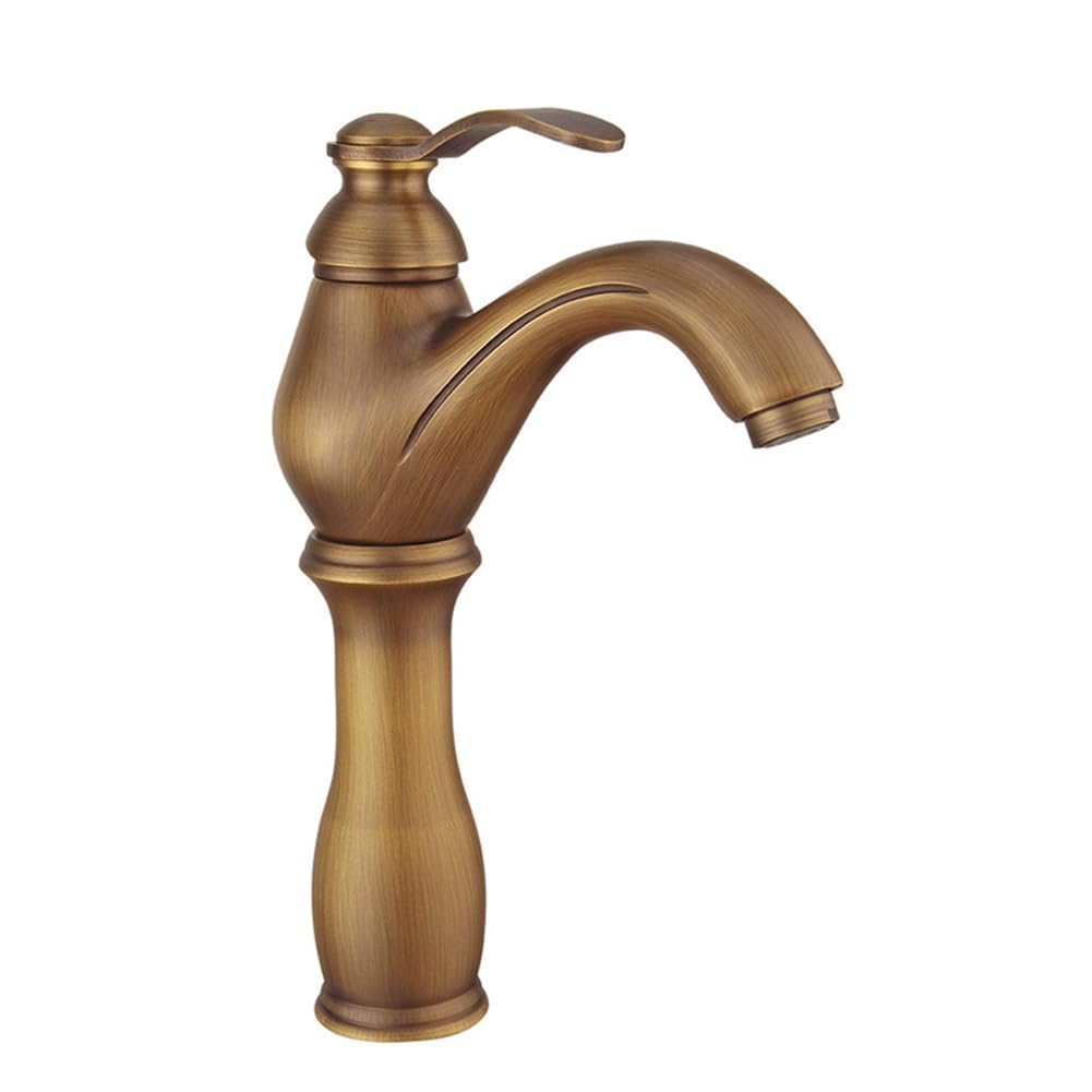 Robinet mitigeur de lavabo haut eau chaude froide style antique en laiton pour vasque