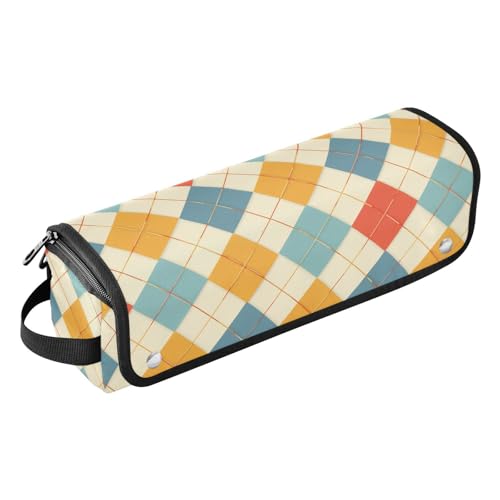 Bolsa de viaje para herramienta de cabello Cuadrícula colorida con tapete para plancha resistente al agua para rizadores, planchas y estilizador de cabello para mujeres miniatura 1