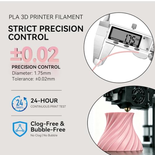 Image of Kingroon PLA 3D Printer Filament, Dimensional Accuracy + /- 0.02 mm, 1 kg Spool(2.2lbs), 1.75 mm,Pink