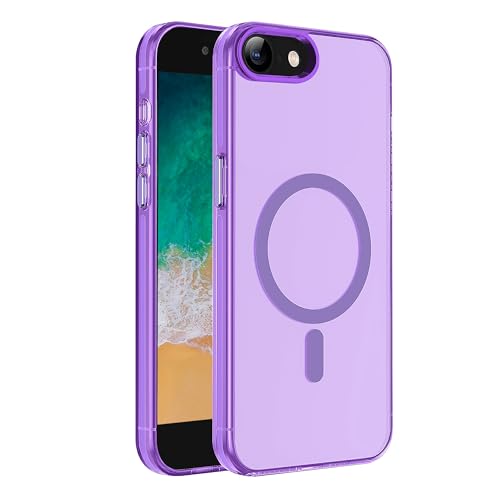 Coque magnétique pour iPhone 7/8 transparente violette et fine