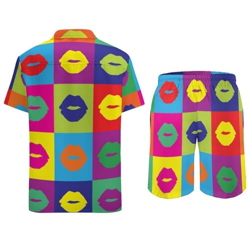 Chemise Hawaïenne Hommes Ensemble 2 Pièces Short de Plage d'Été - 4