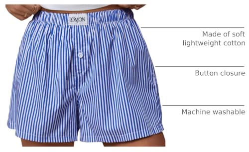 Image of LOMON Womens Boxer Shorts Casual Summer 2026 Pajama Lounge Sleep Pj Gingham Plaid Shorts Y2K Beach Bottoms