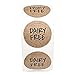 Brown Kraft Dairy Free Stickers / 500 Food Allergy Label Roll / 1