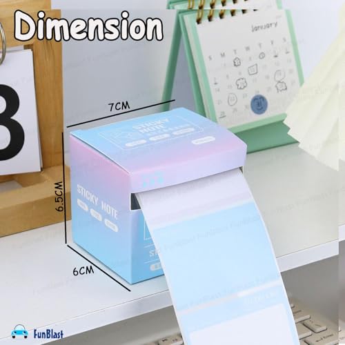 Image of FunBlast Sticky Notes Set - 256 Pcs Pull-Out With Dispenser, Self-Adhesive Memo Stickers, 8 Patterns Mini Pad for Office, School, Home (Blue)