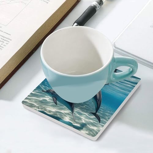 Dessous de verre absorbant en céramique carrés avec support liège