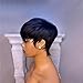 YJOQOKOA Short Bob Wig Human Hair for Black Women Pixie Cut wigs Human Hair Glueless Wig None Lace Front Wig with Bangs Natural Black Straight Full Machine Made Short Layered for daily use 1B