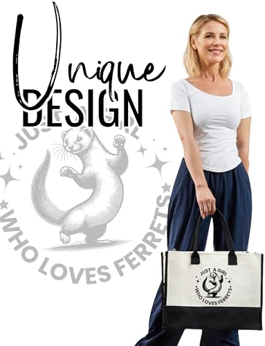 Bolsa tote para mujer con estampado de hurones, con cremallera superior y correa para hombro miniatura 3