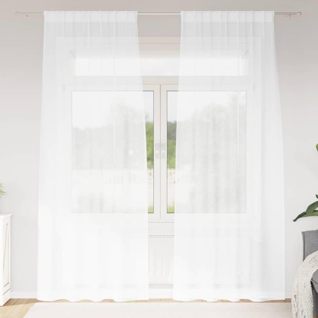 Cortina de gasa blanca, 2 unidades, 260 x 140 cm, poliéster transparente, con ojales, para salón, dormitorio, cocina, protección visual y transmisión de luz, luz suave