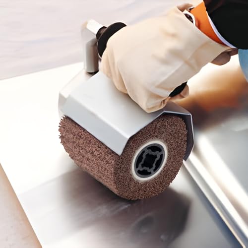 Mumjooyi Nylonbürste Schleifwalze Bürste Satinierwalze Winkelschleifer Schleifhülsen für Schleifroller Schleifmaschine zum Polier Rot 120 x 100 mm -120 Körnung