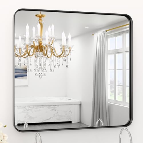 YYXW 30" x 30" Black Bathroom Mirrors for Over Sink