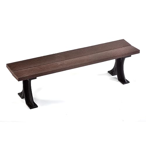 BrackenStyle Recycled Plastic 3 Seat Backless Bench 150cm Length - Durable Commercial Grade for Gardens Patios Parks - 3 Person (Brown and Black)