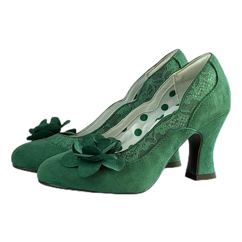 Image of Ruby Shoo Women's Emerald Green Chrissie Mid Heel Court Shoes