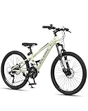 Glerc 24 Inch Kids Bike, Kids Mountain Bike for Boys and Girls Ages 6-10, 21-Speed Skyline Bicycle with Front Suspension and Disc Brakes, Green