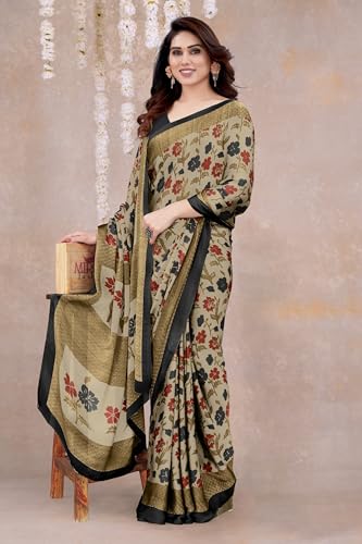 Image of MIRCHI FASHION Saree for Woman Chiffon Floral Printed | Lightweight Daily Wear Women's Sari with Unstitched Blouse Piece (Available in 20 Colors)