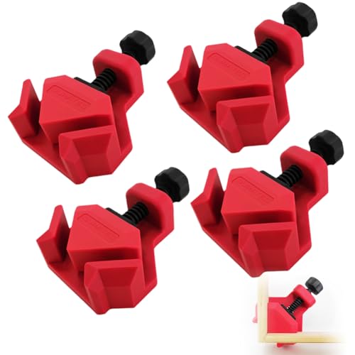 4 Stück Profi Winkelspanner 90 Grad,Einhand Aluminiumlegierung Eckklemm, Rechtwinklige Winkelspanner Eckzwinge mit verstellbarer, Holzbearbeitung,Engineering,Fotorahmen und mehr